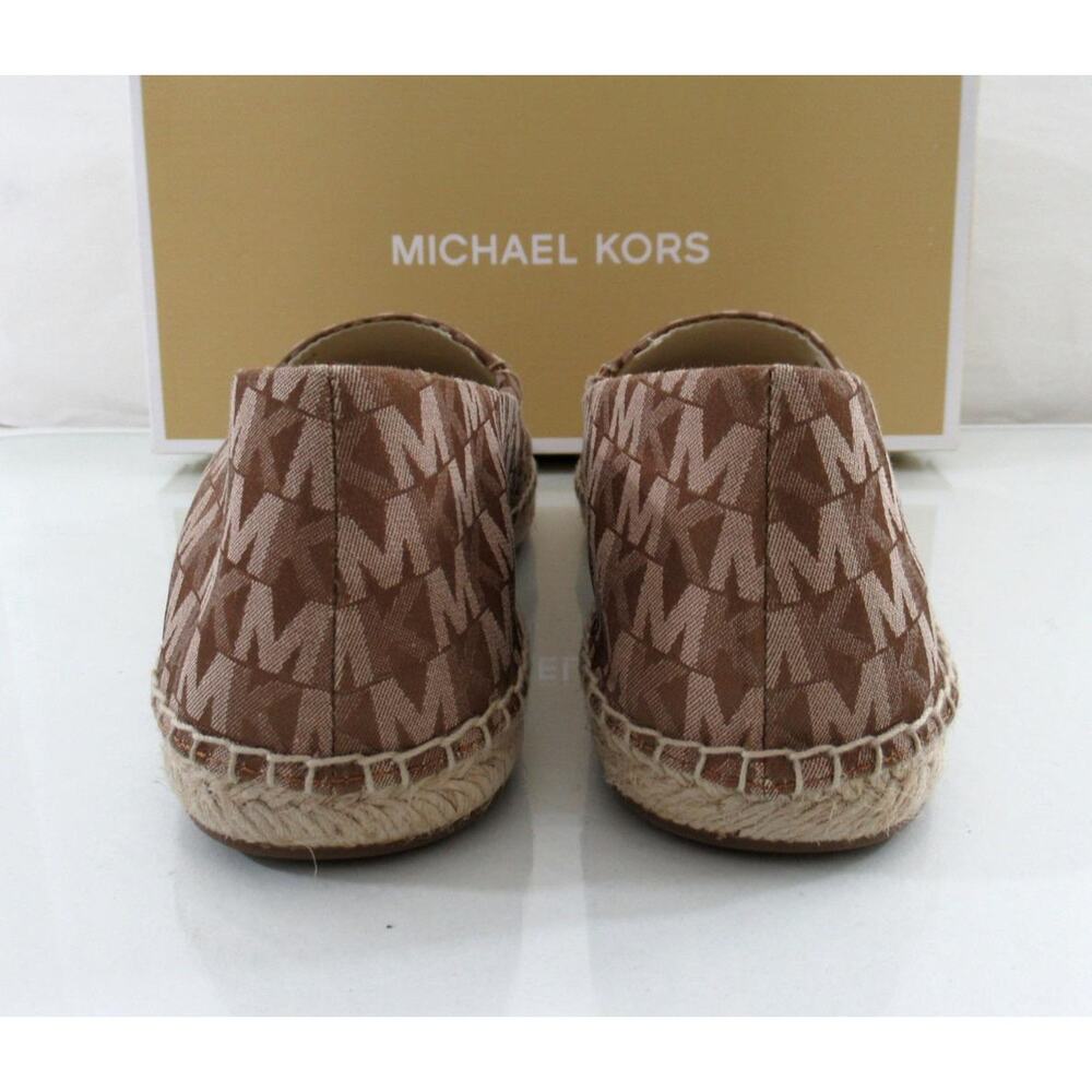 Michael Kors Kendrick Slip On Espadrille Flat Shoes MK Logo Luggage Size 9 - Picture 5 of 8
